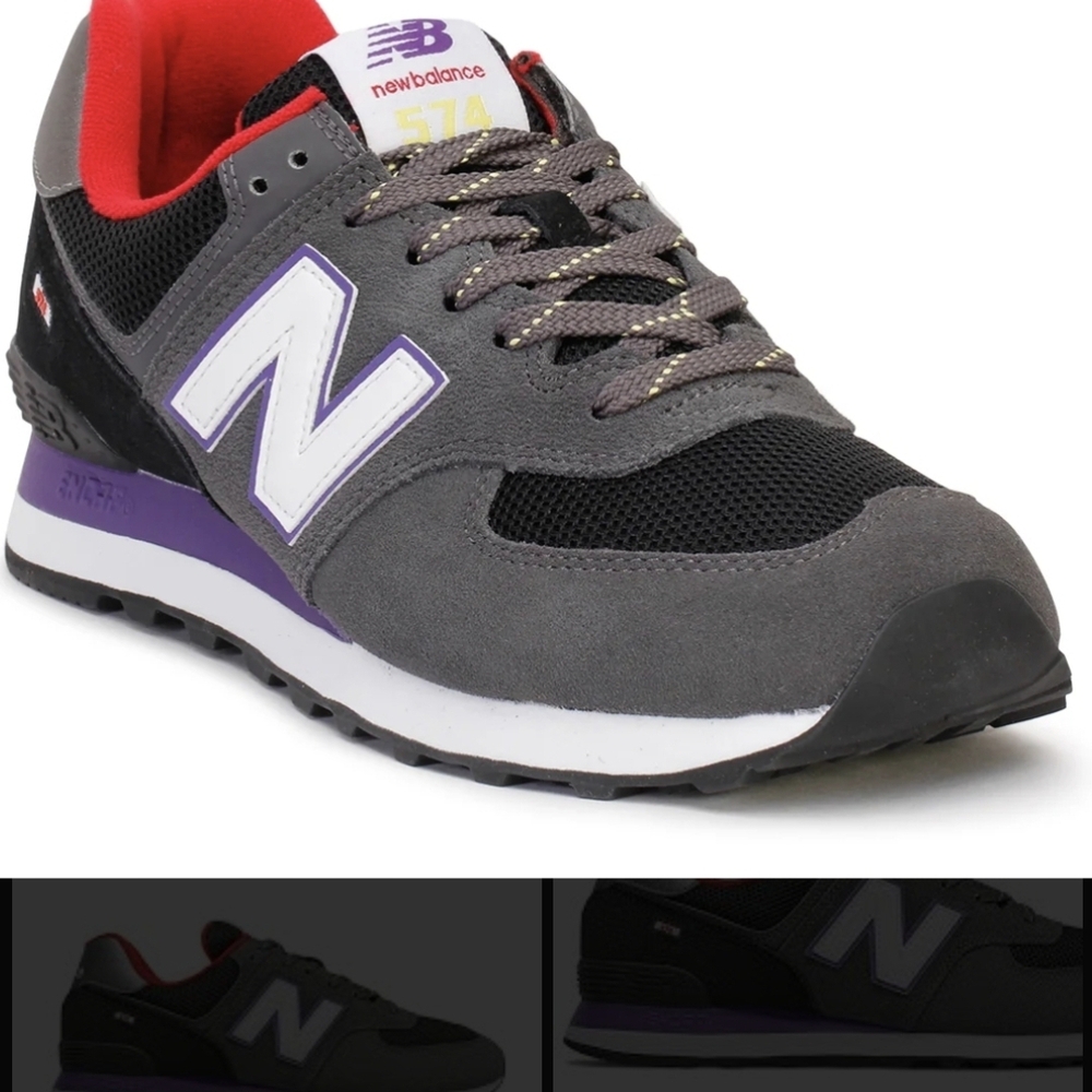 New Balance Men's 574 Classic Running Shoe - Gray/Purple/Red